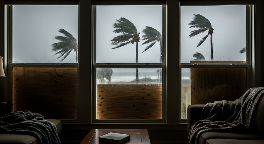 Hurricane Impact on Coastal Home with windows